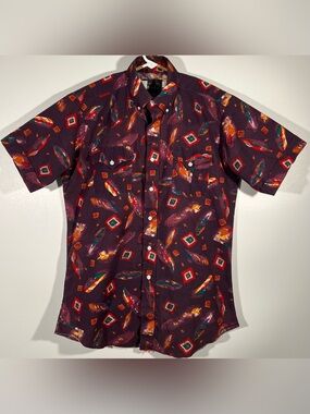 Vintage Panhandle Slim Western Button Down Shirt Geometric Abstract Men’s Sz M